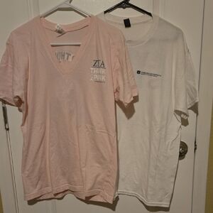 Think Pink V-Neck T-Shirt - Light Pink Auburn University White T-Shirt